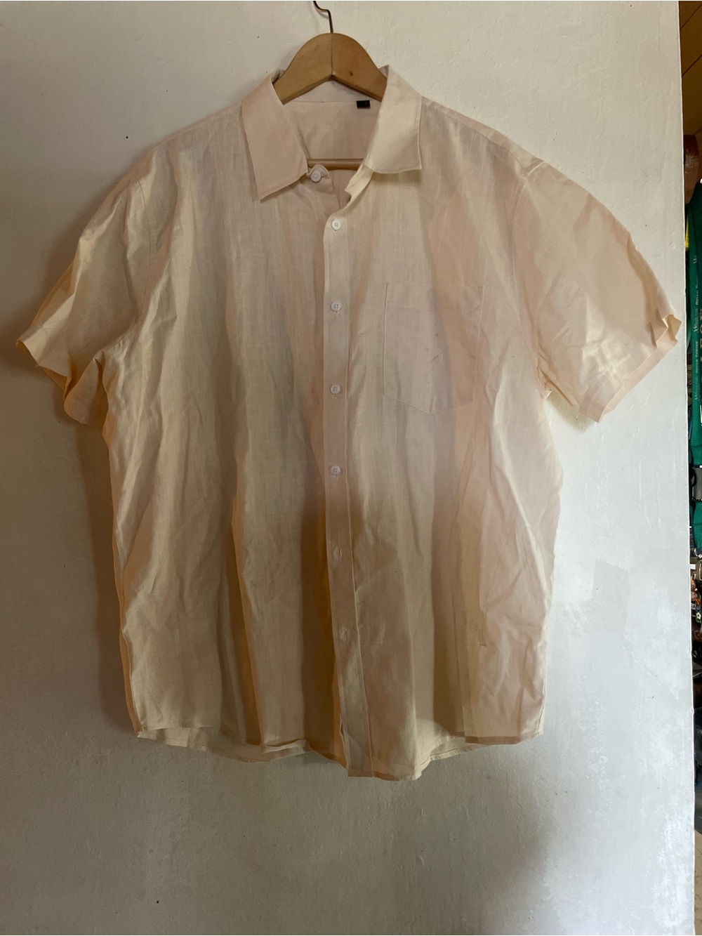 Design in Italy Short-Sleeve Button-Down Shirt in Natural Color